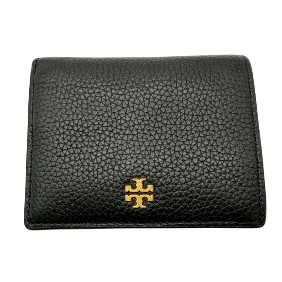 Tory Burch Bifold Wallet Blake Color Block Black Beige - Picture 1 of 8